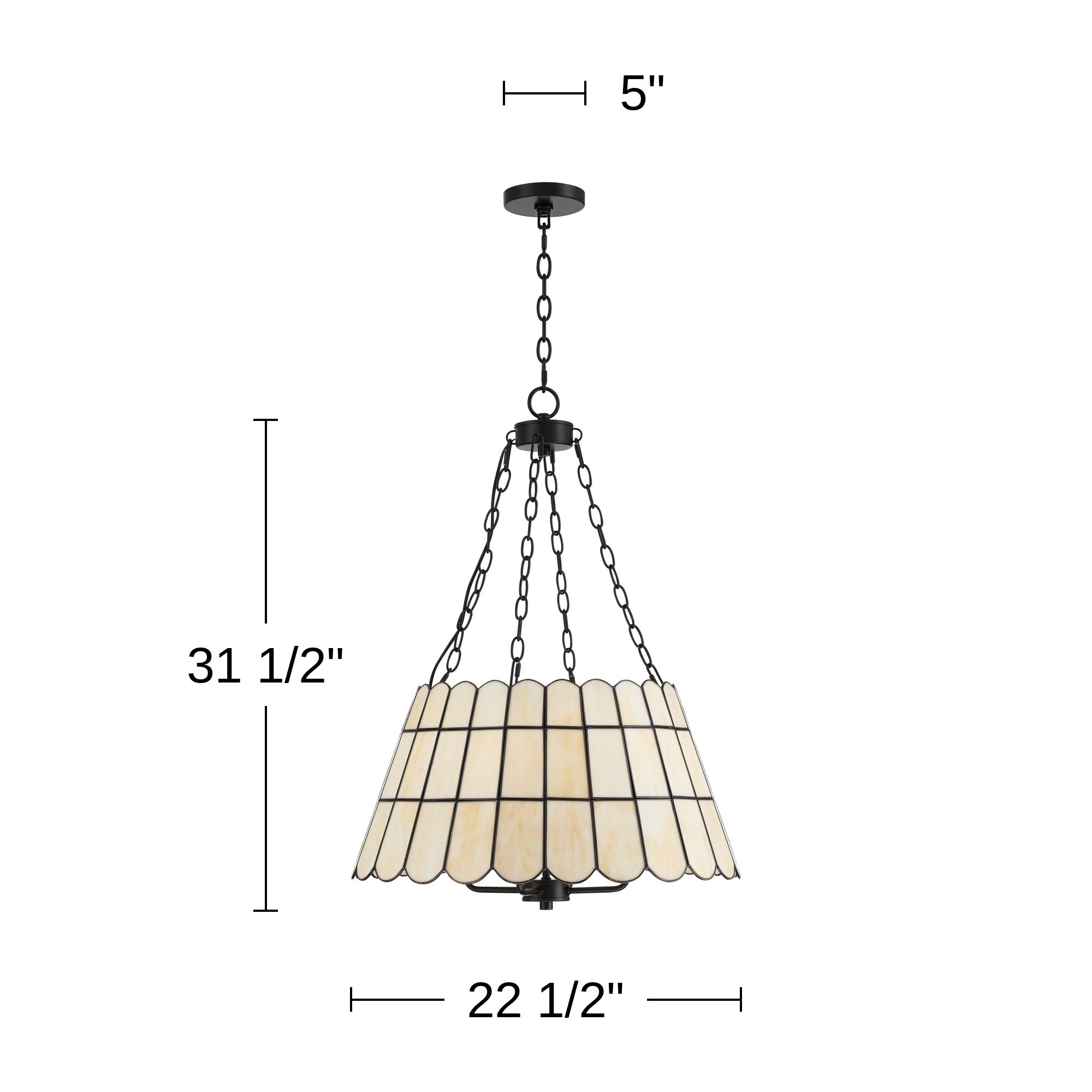 Kapis 22 1/2" Wide Black Tiffany-Style Art Glass 4-Light Chandelier in scene