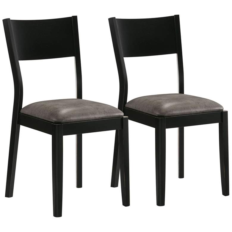 Image 1 Kapok Gray Faux Leather Dining Chairs Set of 2