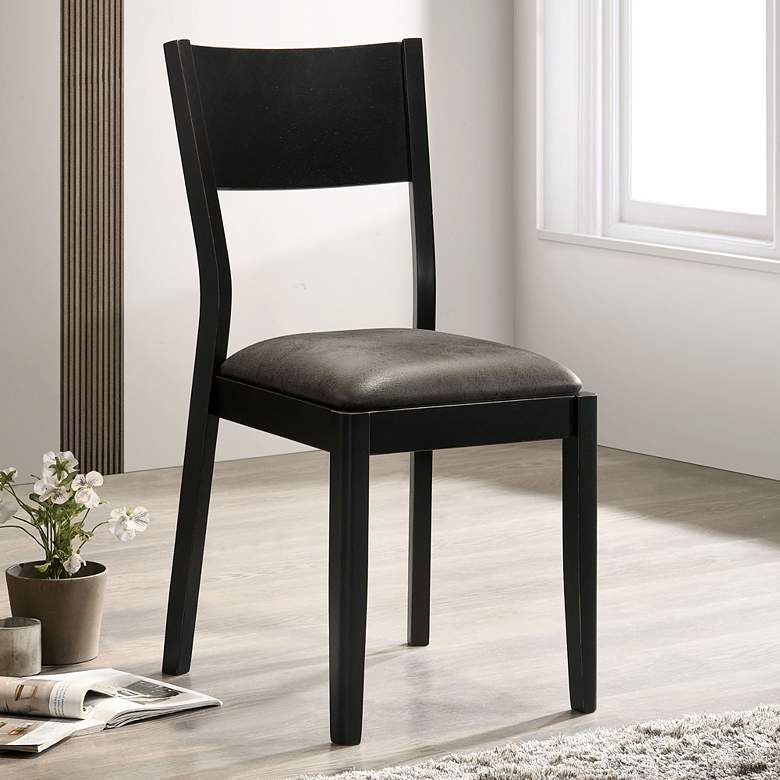 Image 6 Kapok Gray Faux Leather Dining Chairs Set of 2 more views
