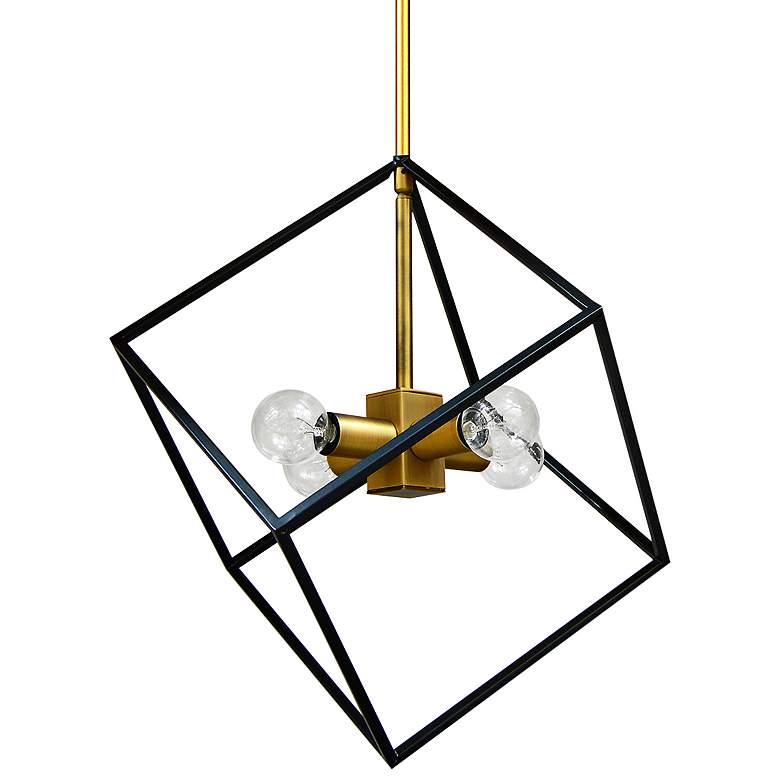 Image 2 Kappa 14" Wide Vintage Brass and Matte Black 4-Light Pendant