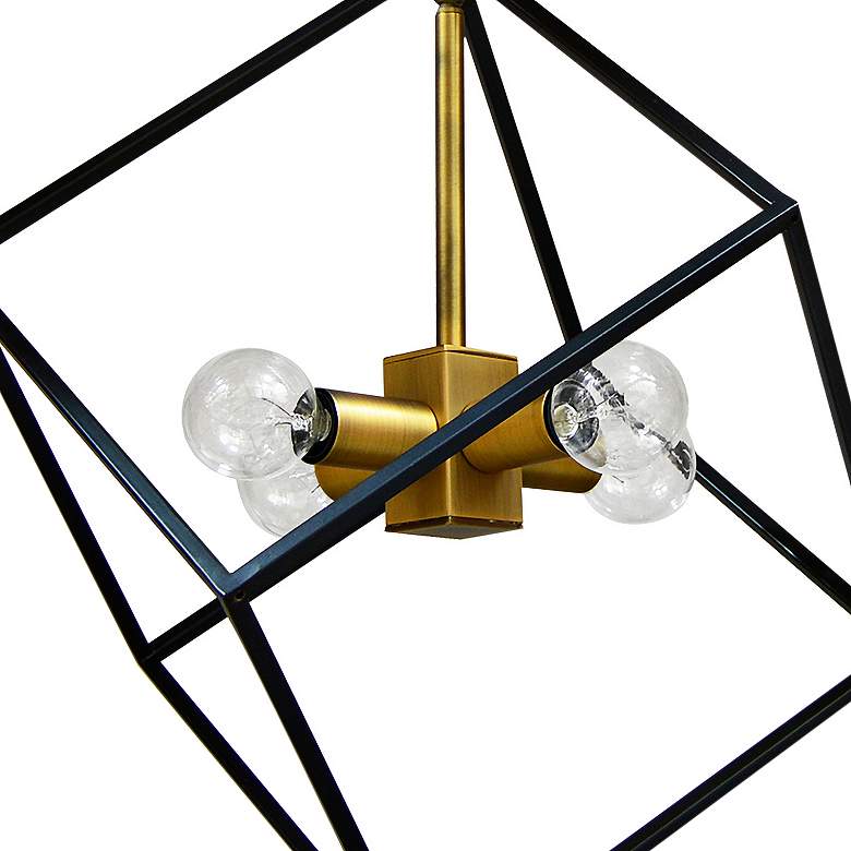 Image 3 Kappa 14" Wide Vintage Brass and Matte Black 4-Light Pendant more views