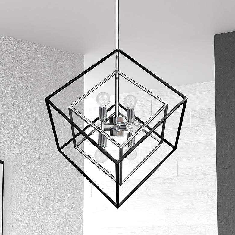 Image 1 Kappa 22" Wide 6 Light Polished Chrome and Matte Black Pendant