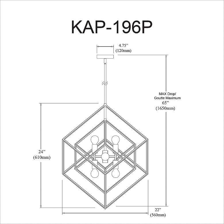 Image 3 Kappa 22" Wide 6 Light Polished Chrome and Matte Black Pendant more views