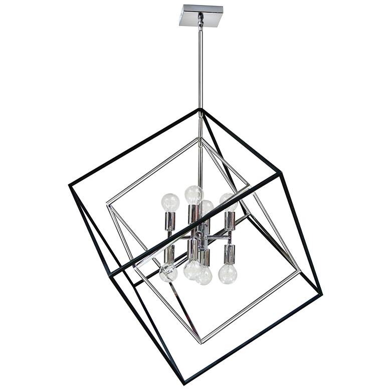 Image 1 Kappa 27" Wide 8 Light Polished Chrome and Matte Black Pendant