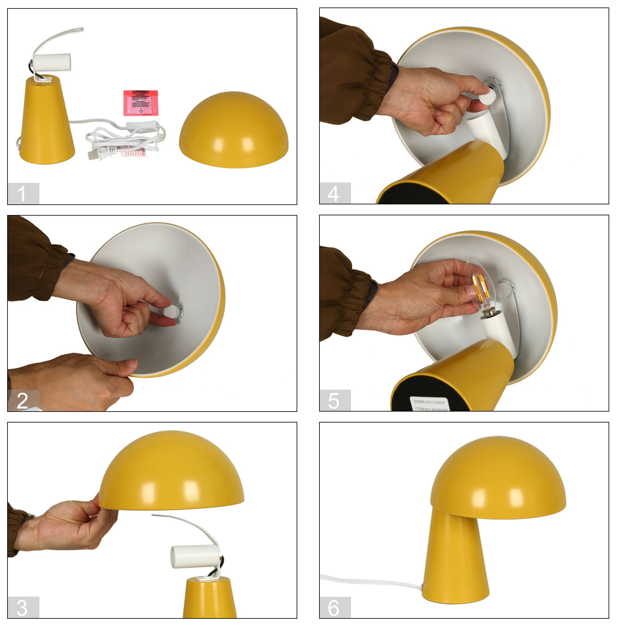 Image 4 Kapsis Modern Mustard Yellow 9.4" Metal Dome Accent Table Lamp more views