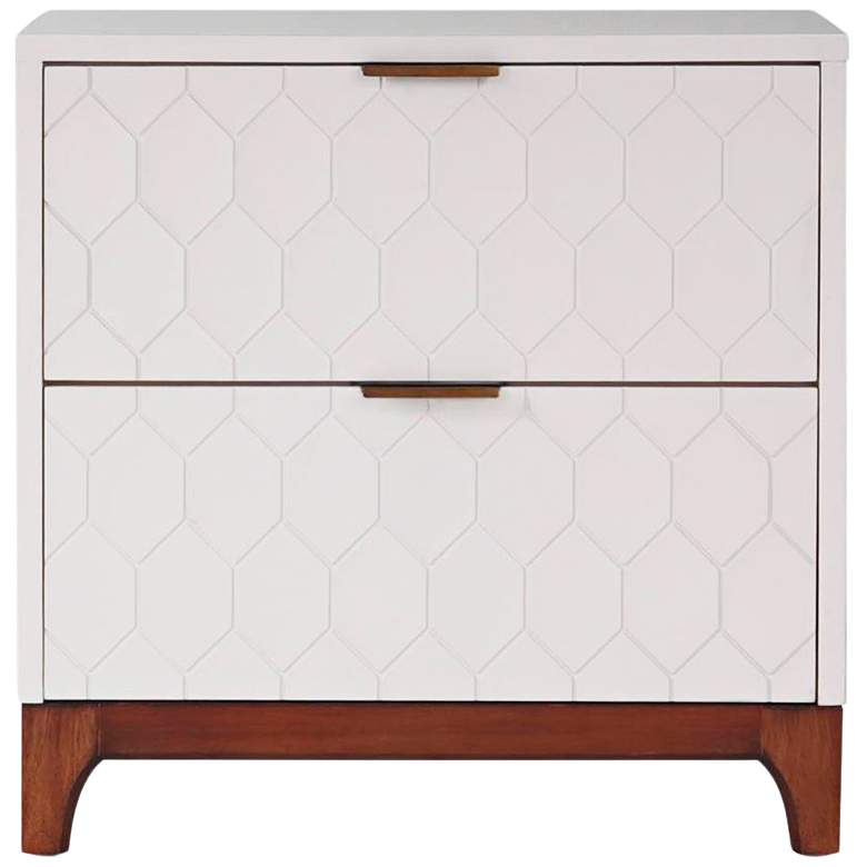 Image 1 Kara 24" Wide Ivory Wood 2-Drawer Nightstand