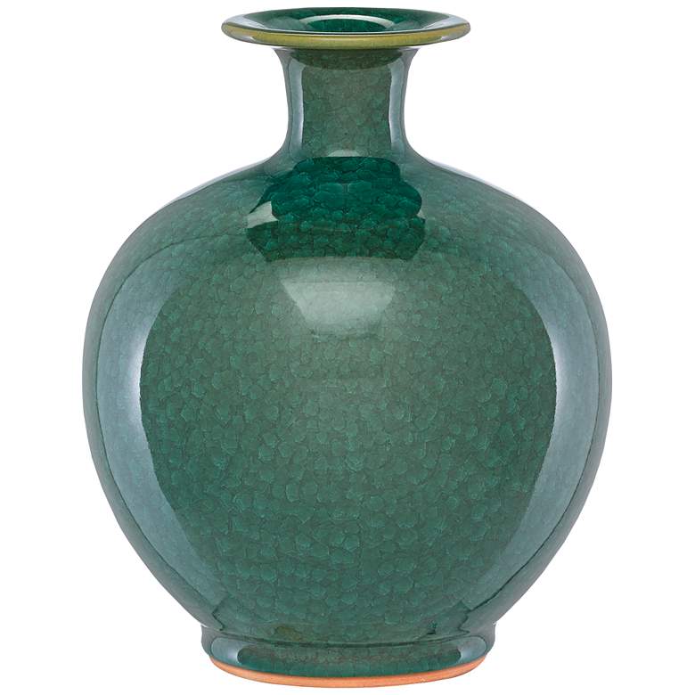 Image 1 Kara Crystalized Green 12" High Porcelain Decorative Vase