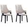 Kara Modern Leatherette and Velvet Dining Arm Chair in Light Grey- Set of 2