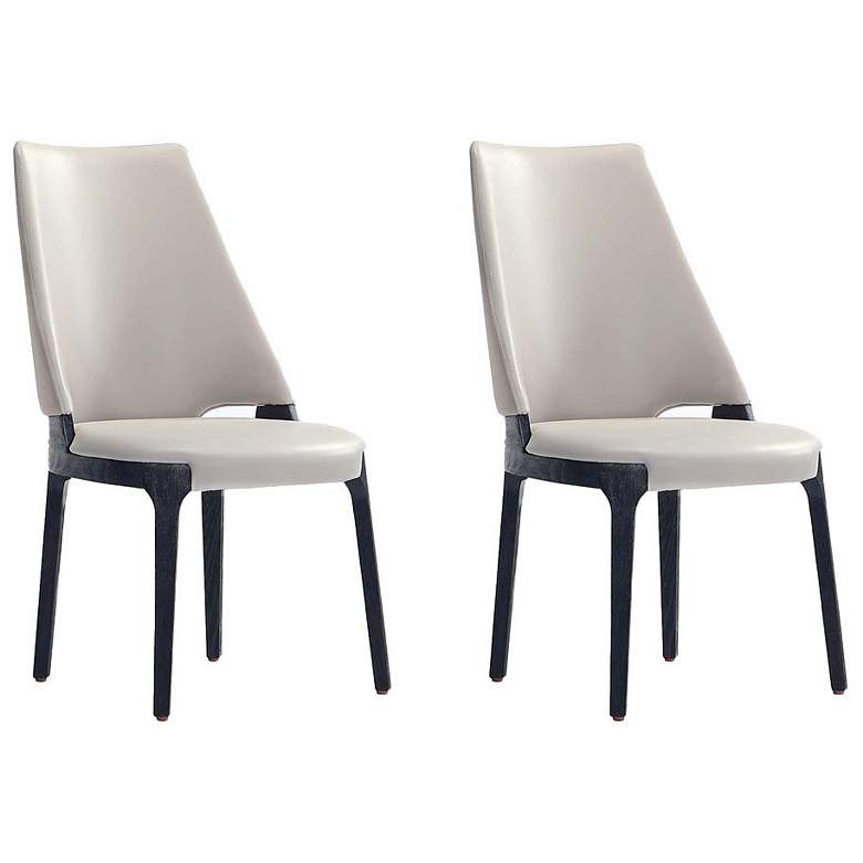 Image 1 Kara Modern Leatherette and Velvet Dining Chair in Light Grey- Set of 2