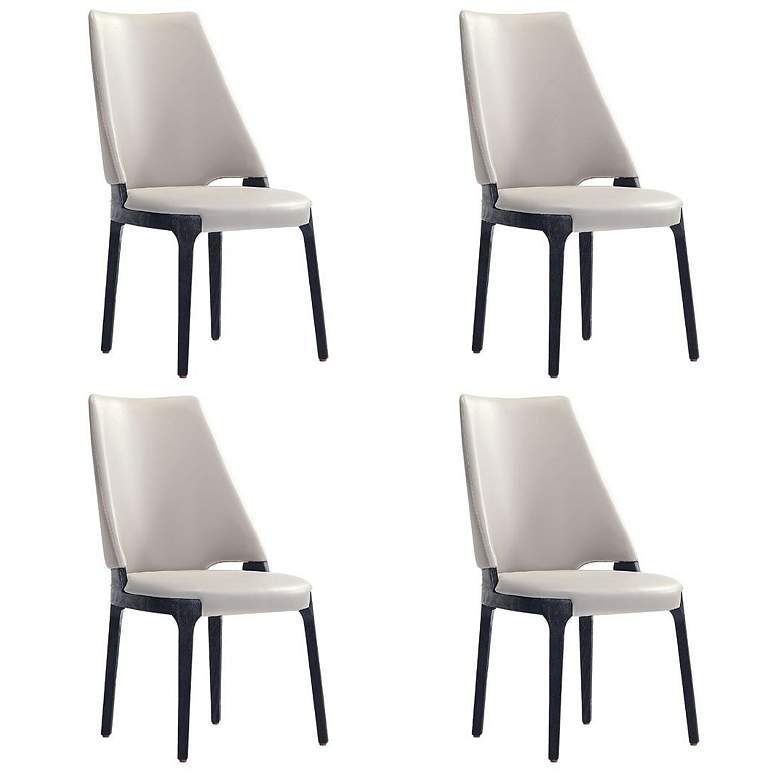 Image 1 Kara Modern Leatherette and Velvet Dining Chair in Light Grey- Set of 4