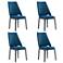 Kara Modern Velvet Upholstered Dining Chair in Blue - Set of 4