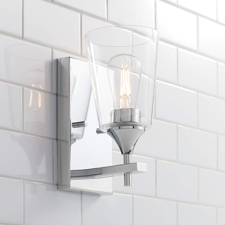 Image 1 Karan 10 1/2" High Chrome and Pint Glass Wall Sconce