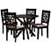 Karel Espresso Brown Wood Beige Fabric 5-Piece Dining Set