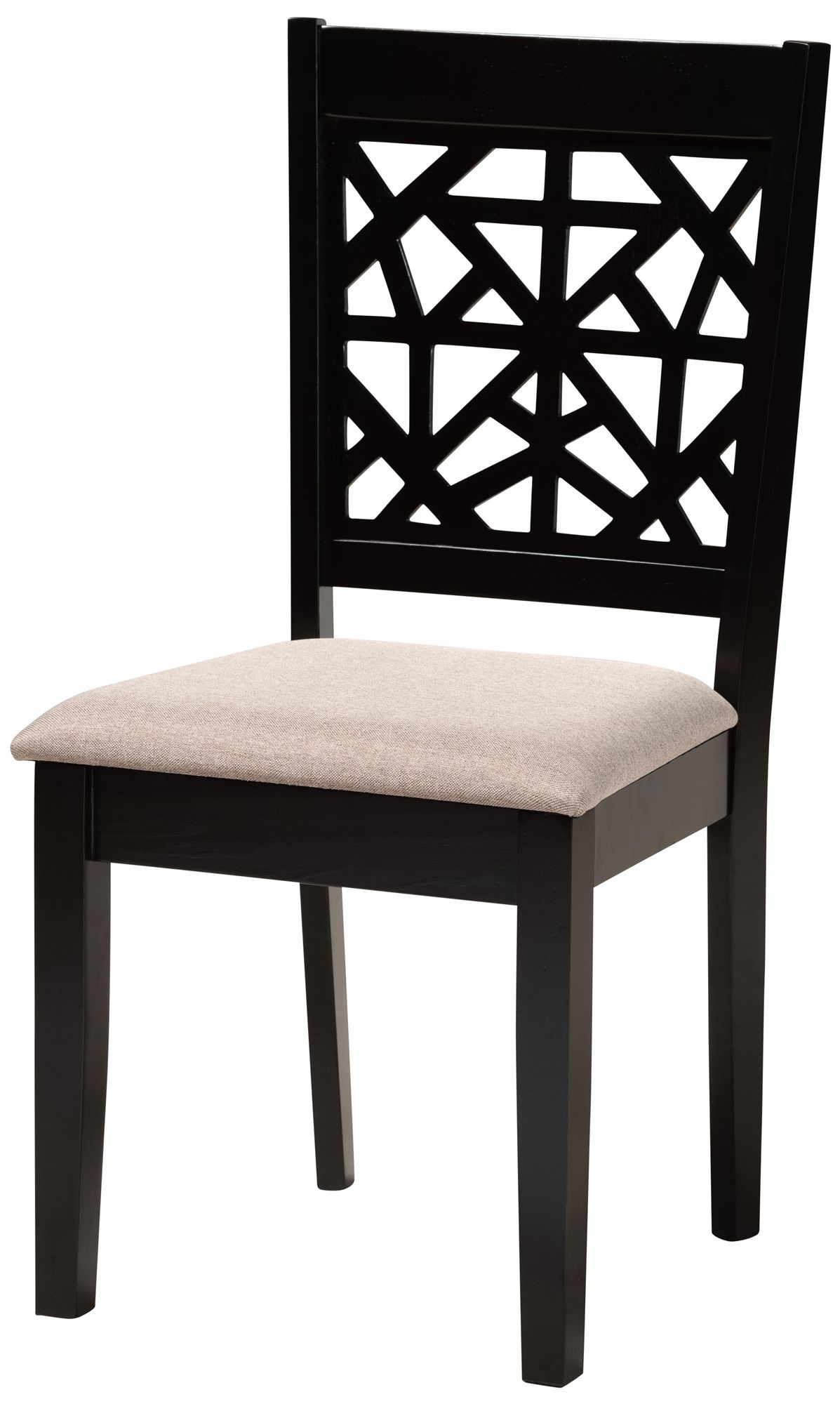 Karel Espresso Brown Wood Beige Fabric 5-Piece Dining Set in scene