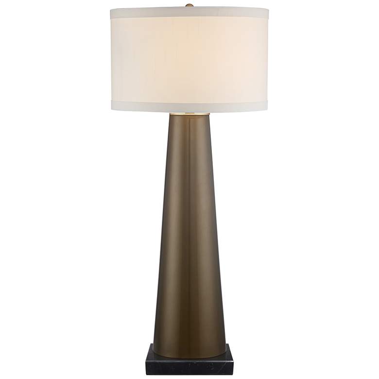 Image 1 Karen Dark Gold Glass Table Lamp with Square Black Marble Riser