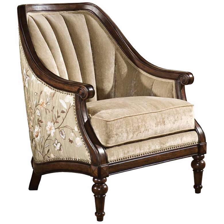 Image 1 Karen Plush Floral Upholstered Accent Chair