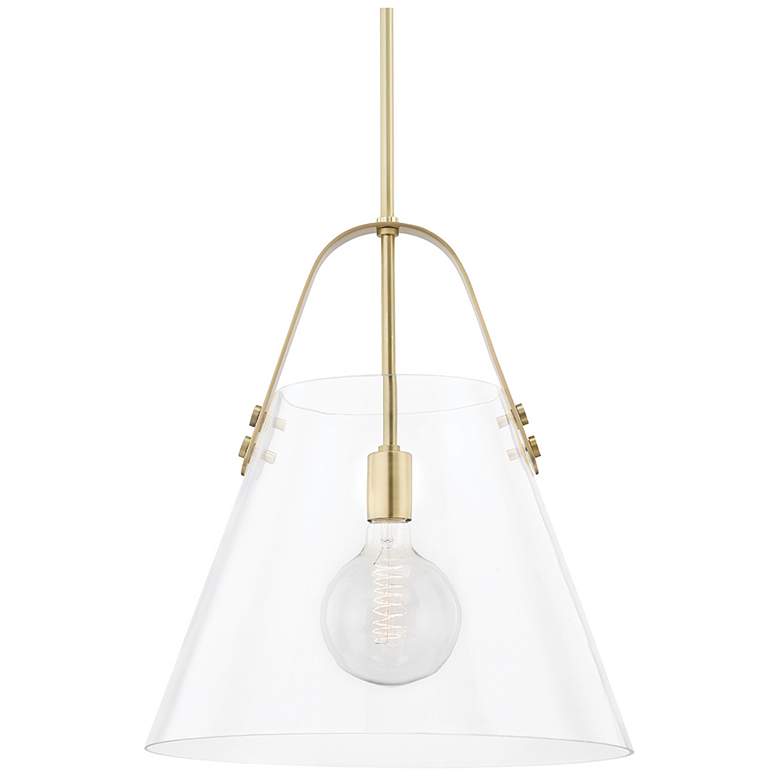 Image 1 Karin - 1-Light Extra Large Pendant - Aged Brass Finish - Clear Glass