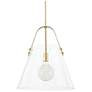 Karin - 1-Light Extra Large Pendant - Aged Brass Finish - Clear Glass