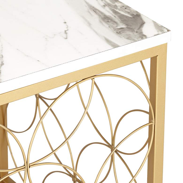 Image 3 Karin 17" Wide Faux Marble and Gold Side Table more views