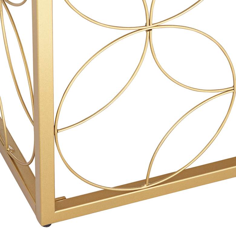 Image 4 Karin 17" Wide Faux Marble and Gold Side Table more views