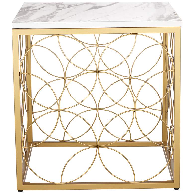 Image 7 Karin 17 inch Wide Faux Marble and Gold Side Table more views