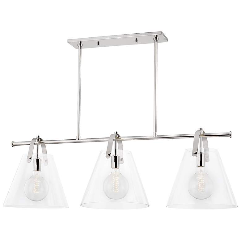 Image 1 Karin - 3-Light Island Light Pendant - Polished Nickel Finish - Clear Glass