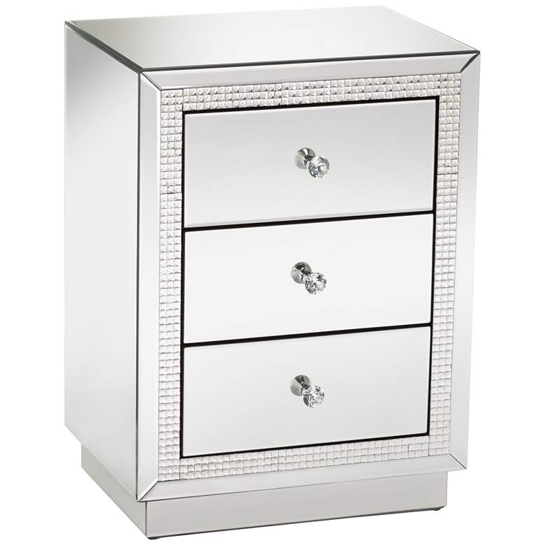 Image 3 Karina 19" Wide 3-Drawer Beaded Mirrored Side Table
