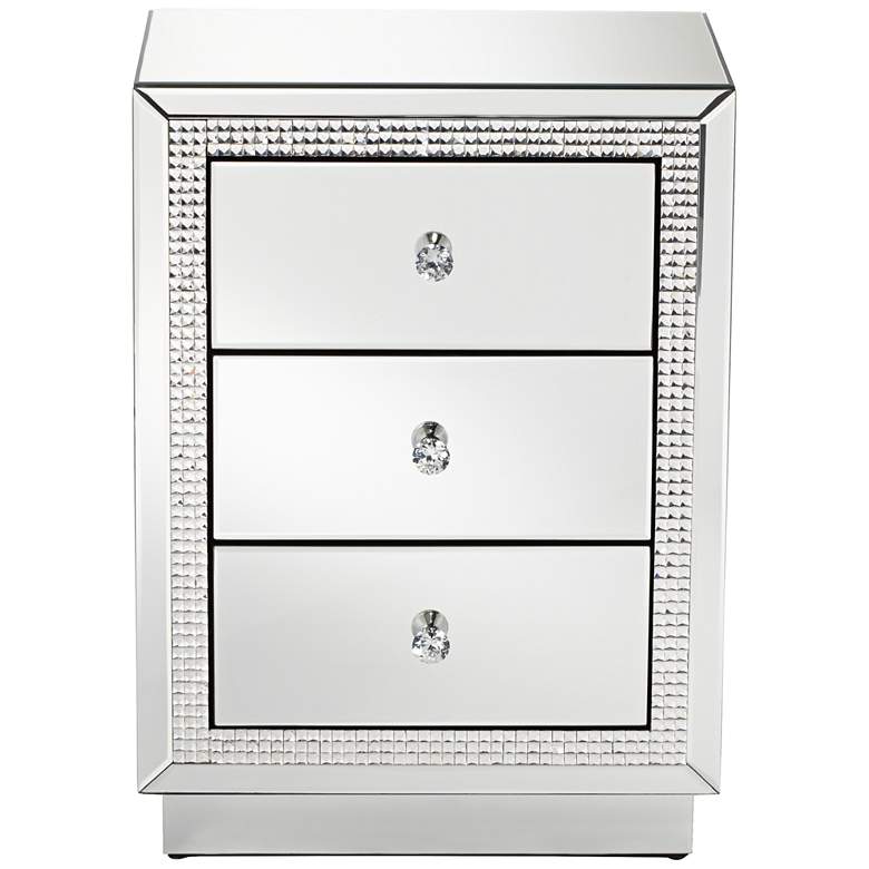 Image 7 Karina 19" Wide 3-Drawer Beaded Mirrored Side Table more views