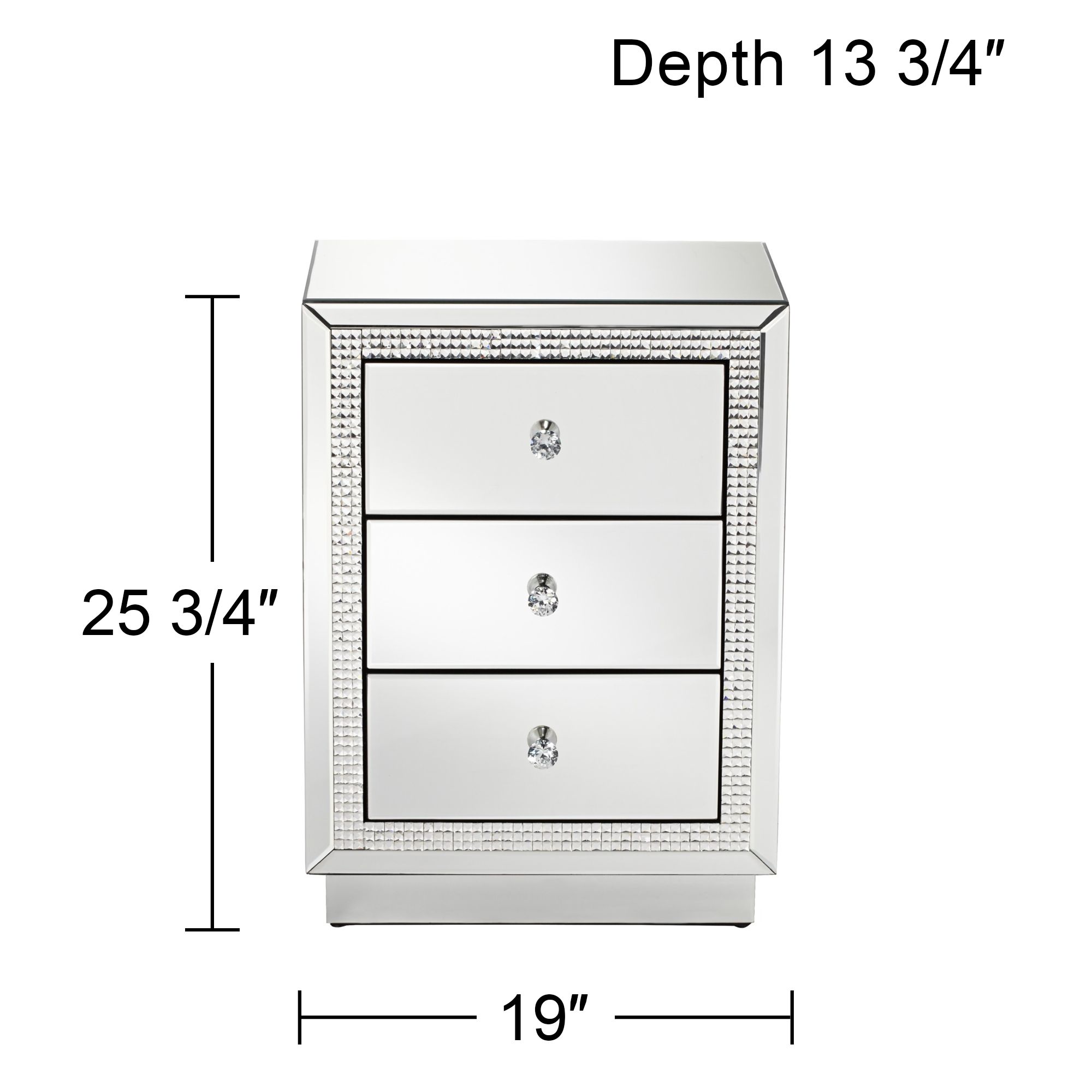 Karina 19" Wide 3-Drawer Beaded Mirrored Side Table in scene