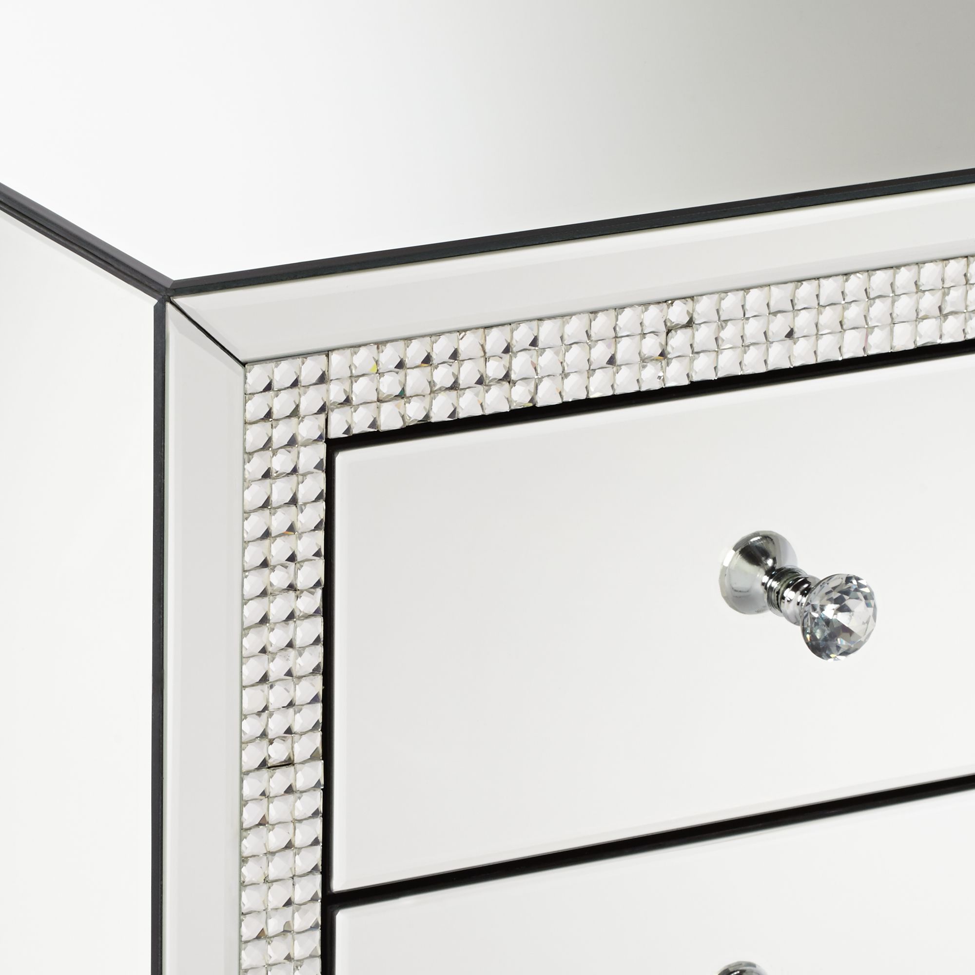 Thumbnail3 of Karina 19" Wide 3-Drawer Beaded Mirrored Side Tables Set of 2 more views