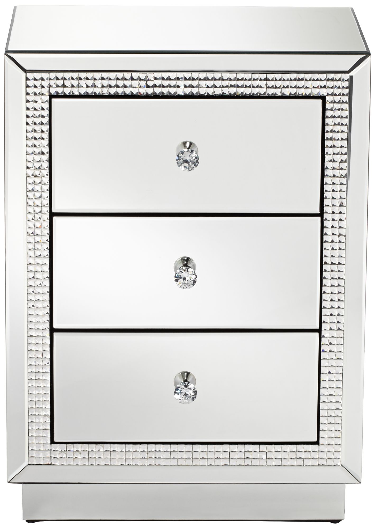 Karina 19" Wide 3-Drawer Beaded Mirrored Side Tables Set of 2 in scene