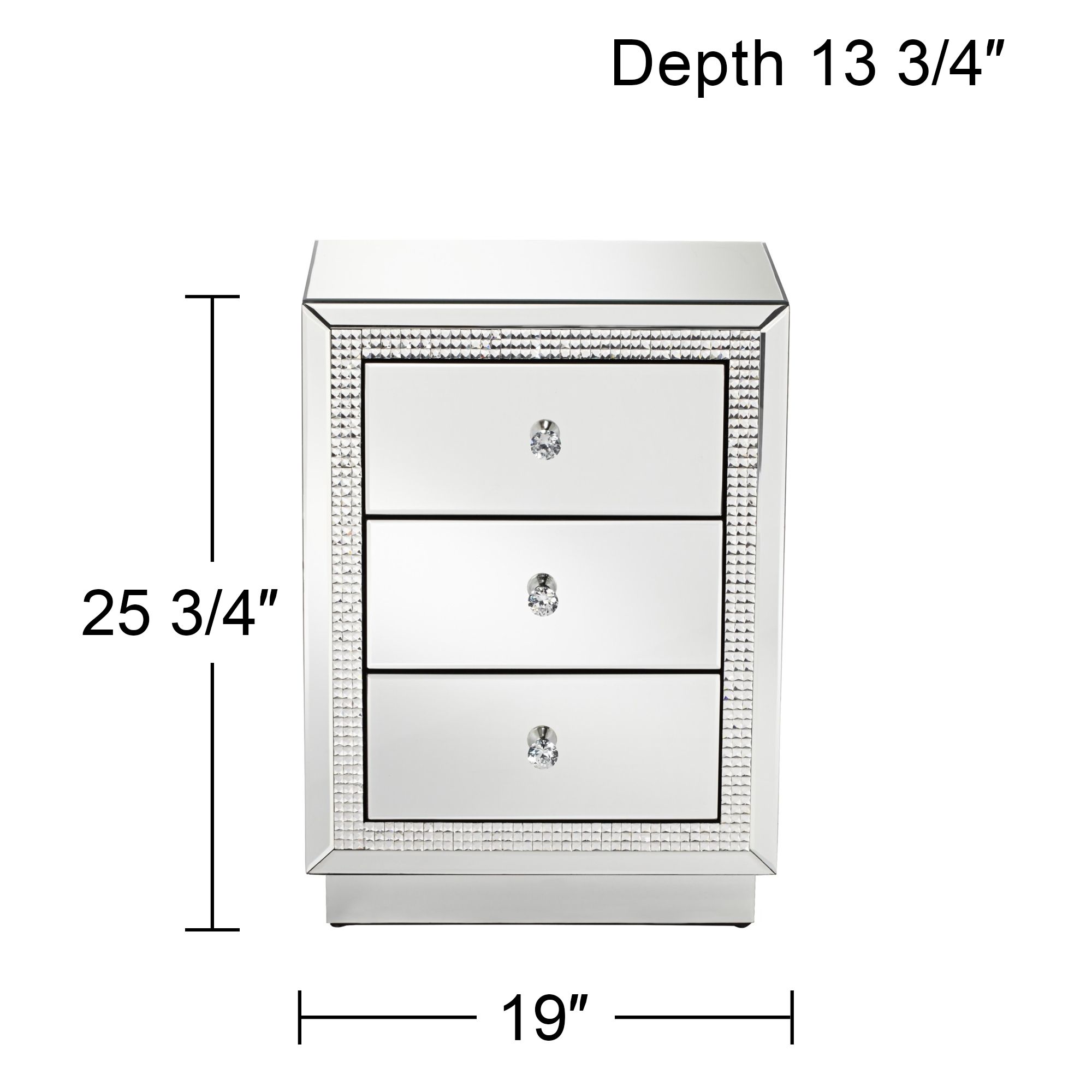 Karina 19" Wide 3-Drawer Beaded Mirrored Side Tables Set of 2 in scene