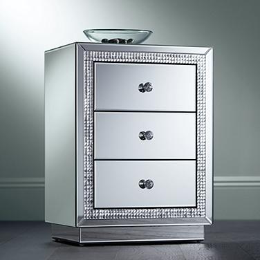 Karina 19" Wide 3-Drawer Beaded Mirrored Side Table