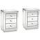 Karina 19" Wide 3-Drawer Beaded Mirrored Side Tables Set of 2
