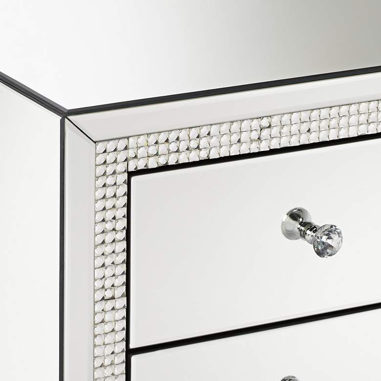 Image 3 Karina 19" Wide 3-Drawer Beaded Mirrored Side Tables Set of 2 more views