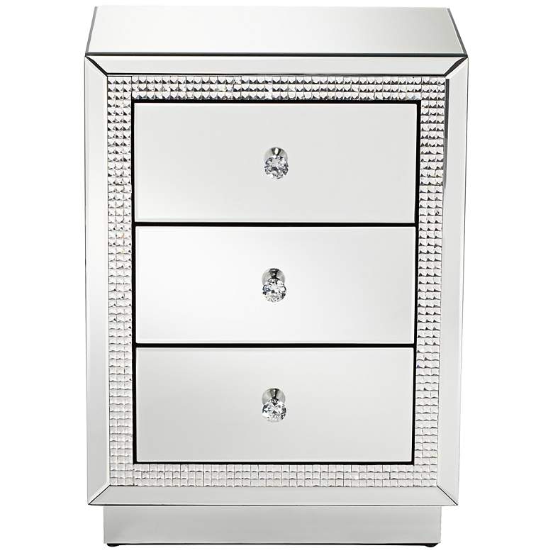 Image 6 Karina 19" Wide 3-Drawer Beaded Mirrored Side Tables Set of 2 more views
