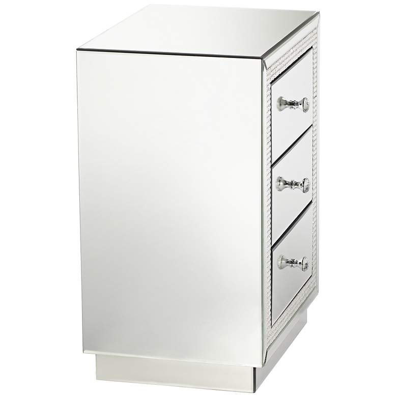 Image 7 Karina 19" Wide 3-Drawer Beaded Mirrored Side Tables Set of 2 more views