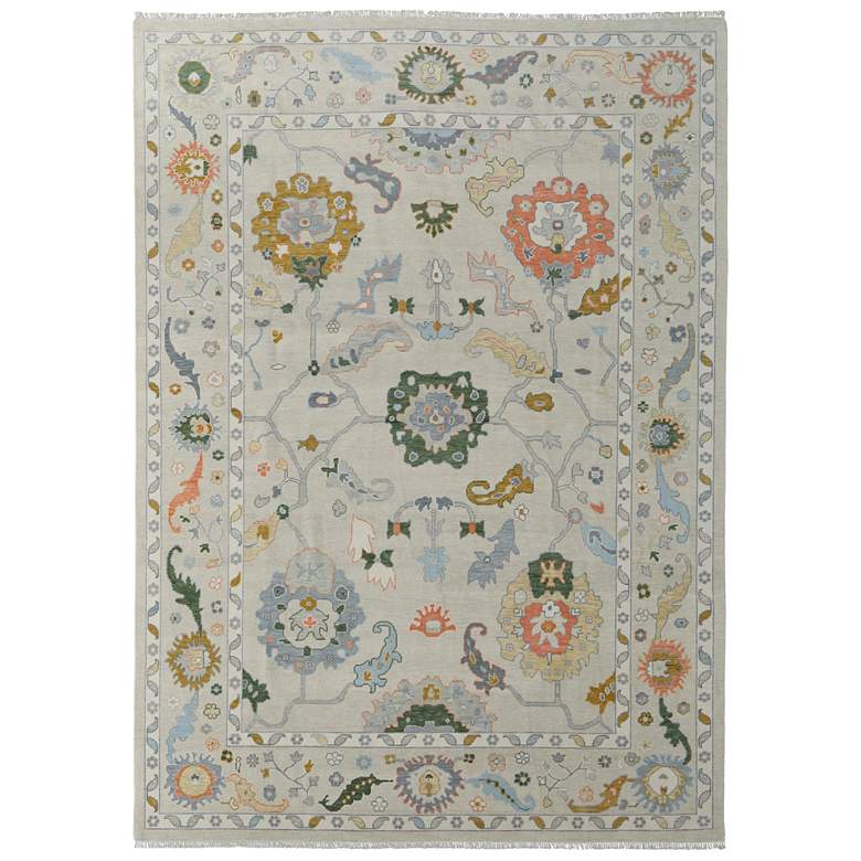 Image 1 Karina Floral & Botanical Hand Knotted Ivory Area Rug 5'-6" x 8'-6"