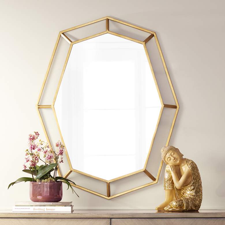 Image 1 Karina Gold 31 3/4 inch x 41 inch Oval Octagon Wall Mirror