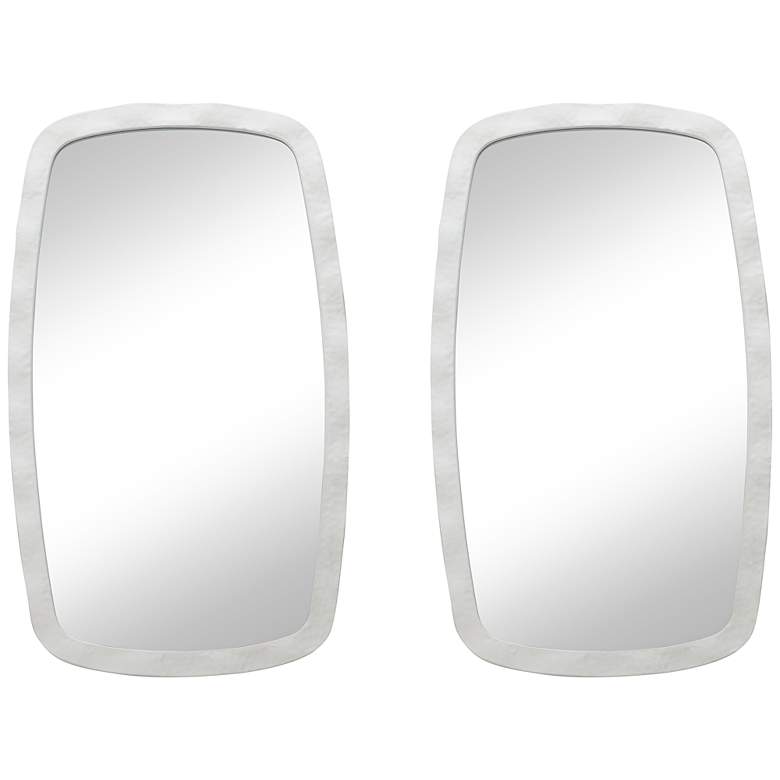 Image 1 Karina Textured White 22 1/4" x 38" Wall Mirrors Set of 2