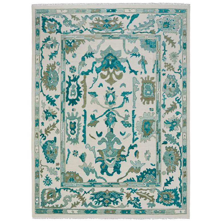 Image 1 Karina Transitional Floral & Botanical Hand Knotted Green Area Rug 69G7F