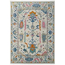 Image1 of Karina Transitional Floral & Botanical Hand Knotted Ivory Area Rug 69G8F