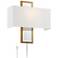 Karis Antique Brass Metal and Mirrored Plug-In Wall Lamp