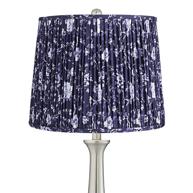 Image 2 Karl Brushed Nickel USB Table Lamps Set of 2 with Deep Blue Shades more views