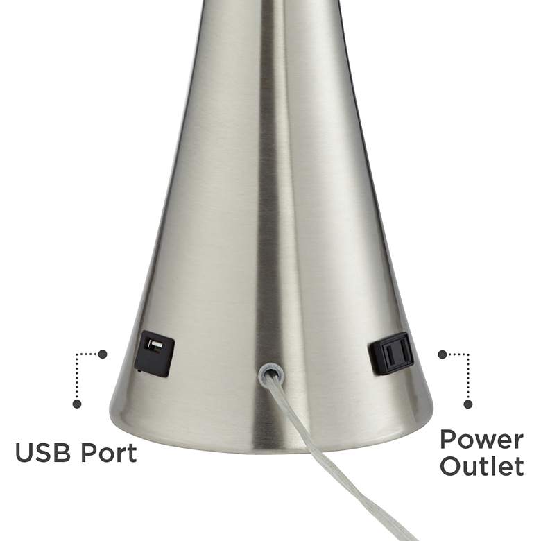 Image 4 Karl Brushed Nickel USB Table Lamps Set of 2 with Deep Blue Shades more views