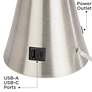 4_Karl Brushed Nickel USB Table Lamps Set of 2 with Deep Blue Shades more views