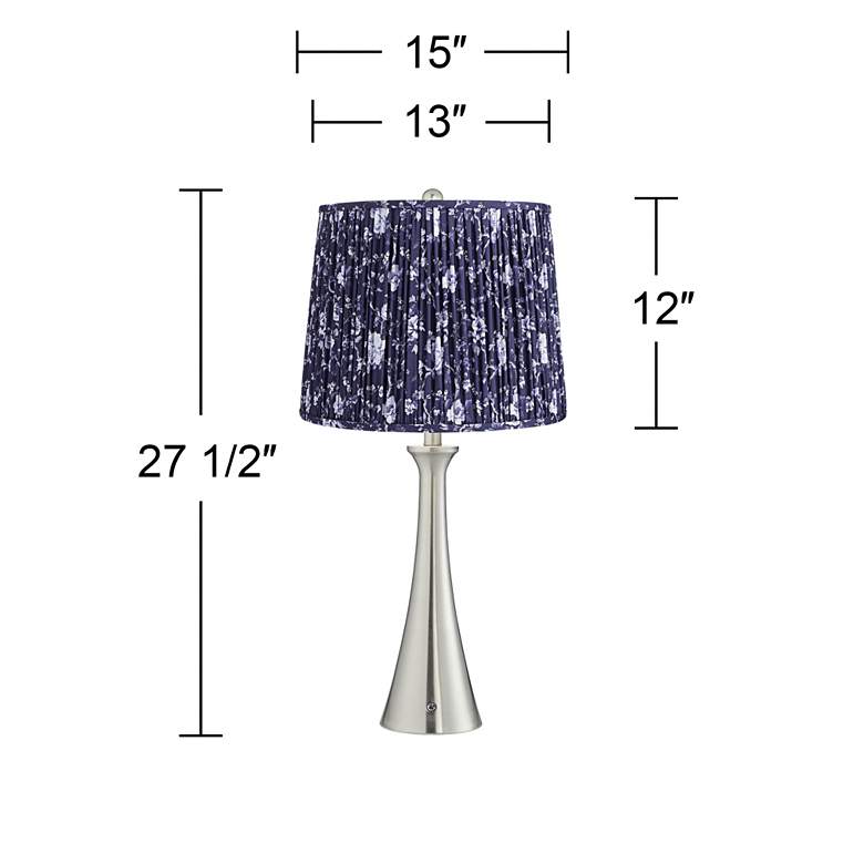 Image 6 Karl Brushed Nickel USB Table Lamps Set of 2 with Deep Blue Shades more views