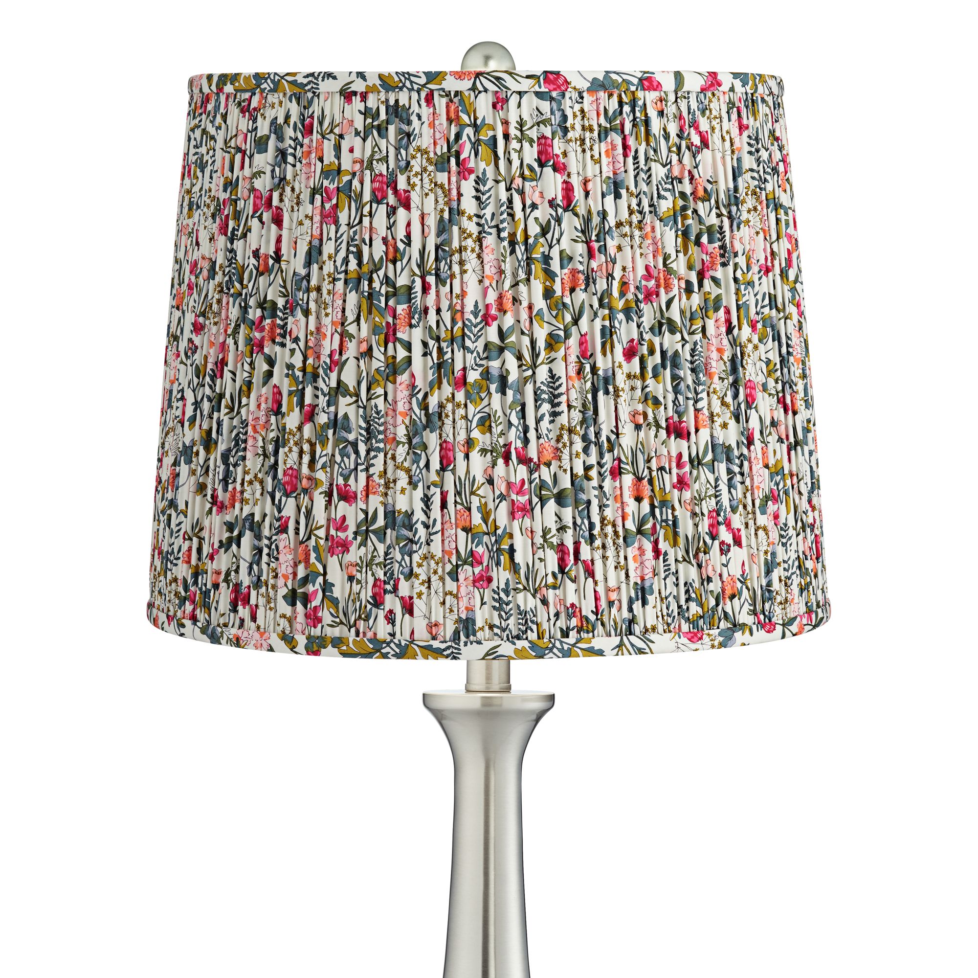 Image 2 Karl Brushed Nickel USB Table Lamps Set of 2 with Meadow Shades more views