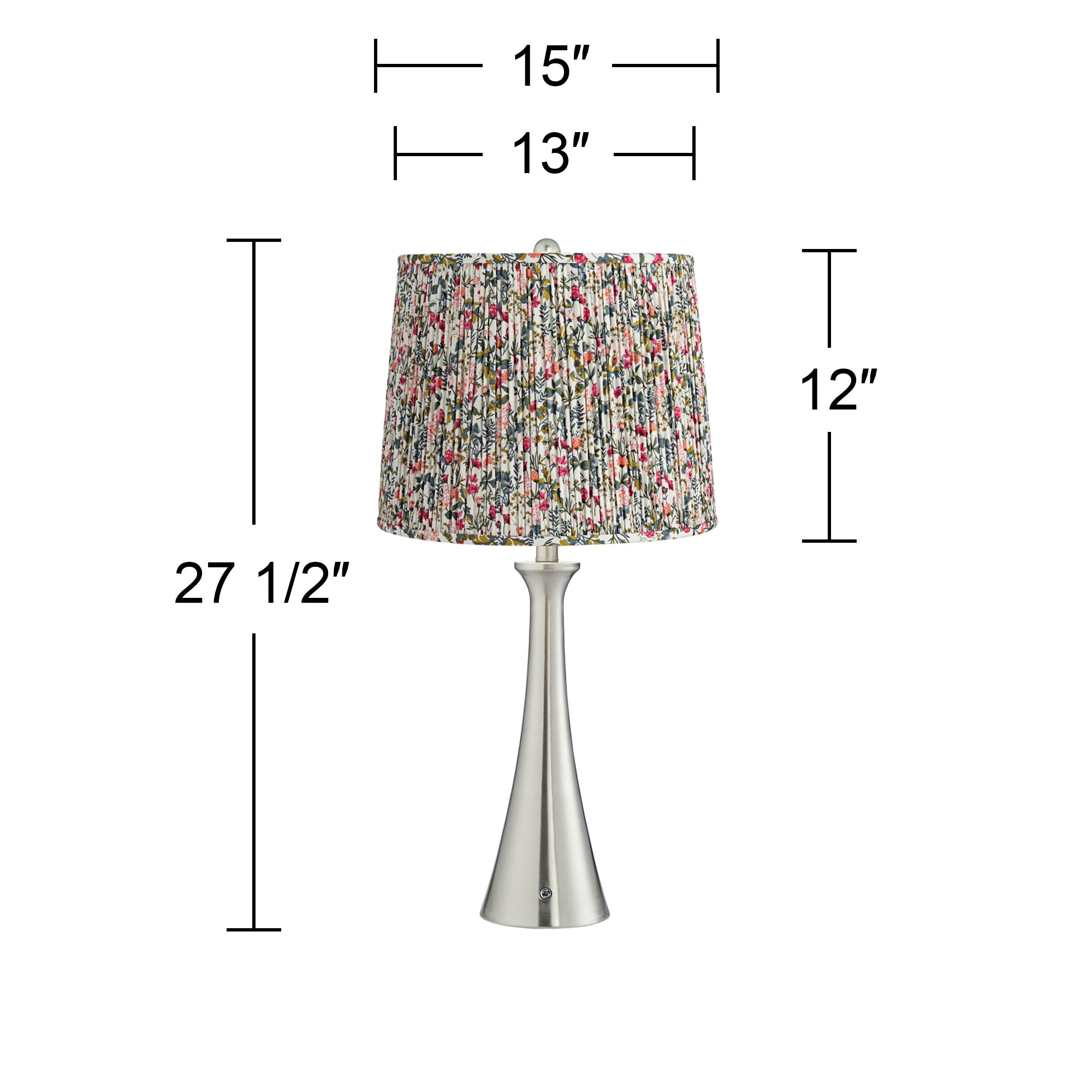 Image 6 Karl Brushed Nickel USB Table Lamps Set of 2 with Meadow Shades more views