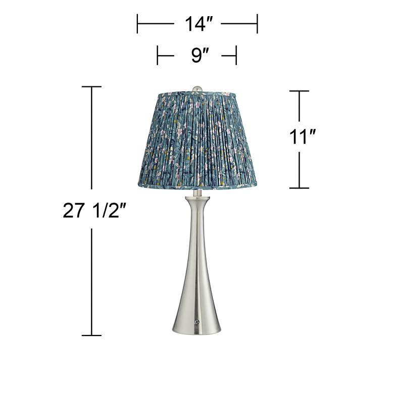 Image 6 Karl Brushed Nickel USB Table Lamps Set of 2 with Misha Blue Shades more views